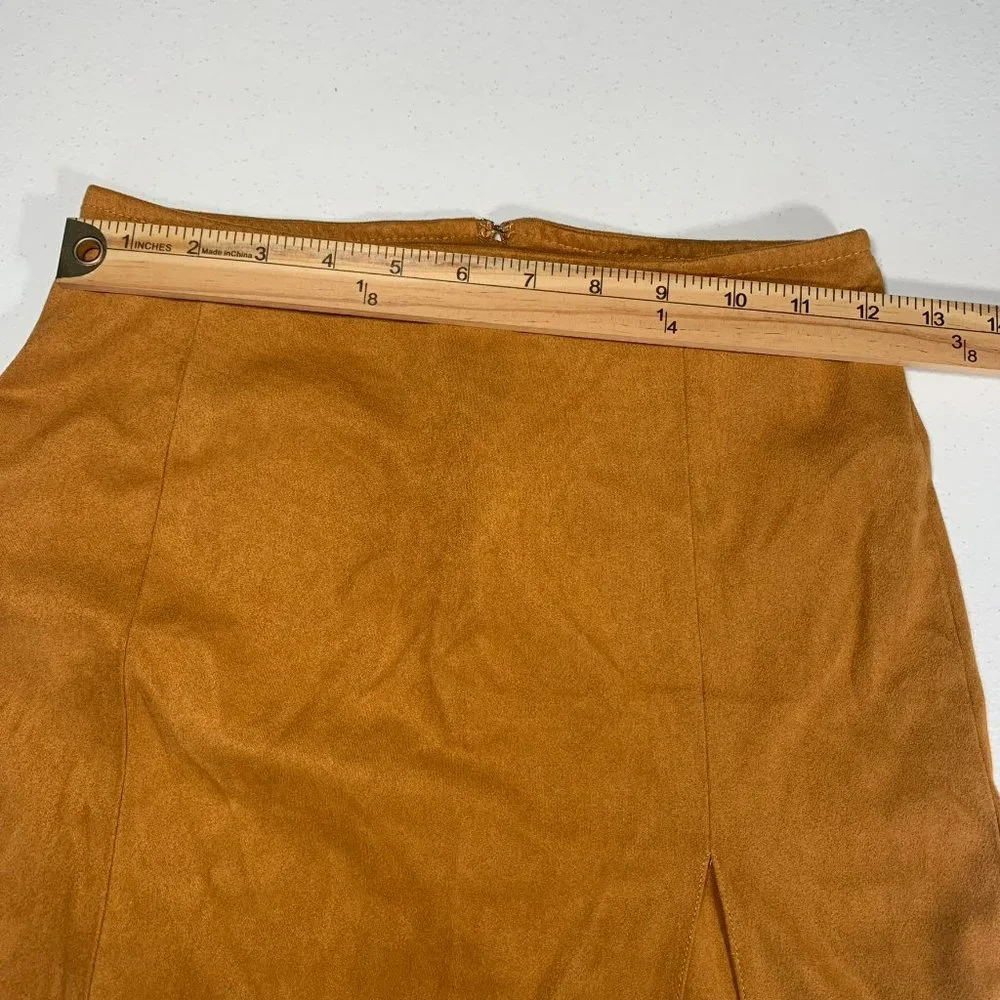 FOREVER‎ 21 FAUX SUEDE MINI SKIRT XS FRONT SLIT BACK ZIPPER